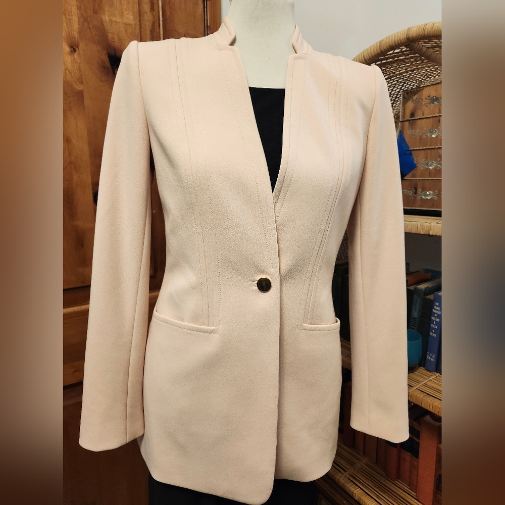Calvin Klein Light Pink Blazer Gold Button Size 2